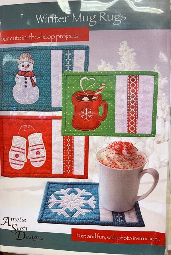 Winter Mug Rugs Embroidery Pattern